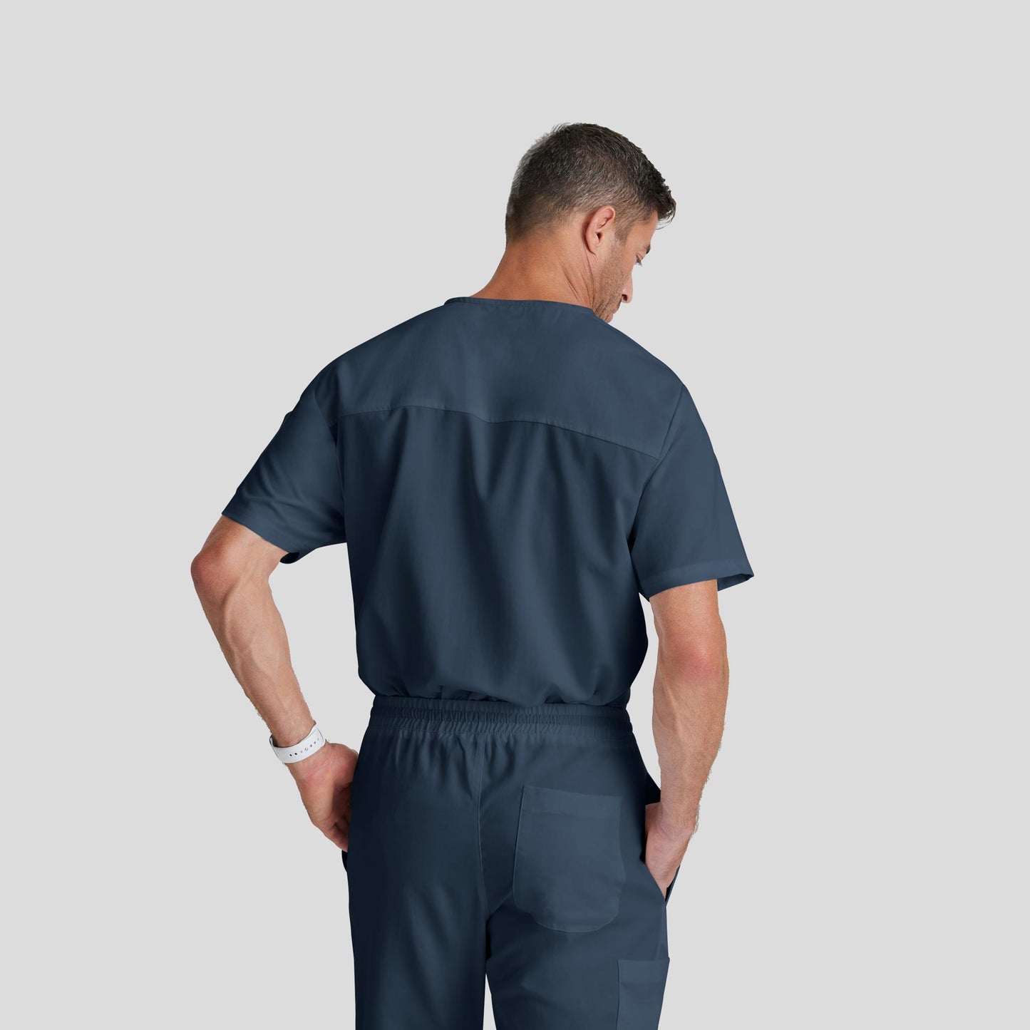 Medical Scrub Top Grey's Anatomy for Men in Steel color at Scrubser Medical Uniforms in Riyad and Jeddan