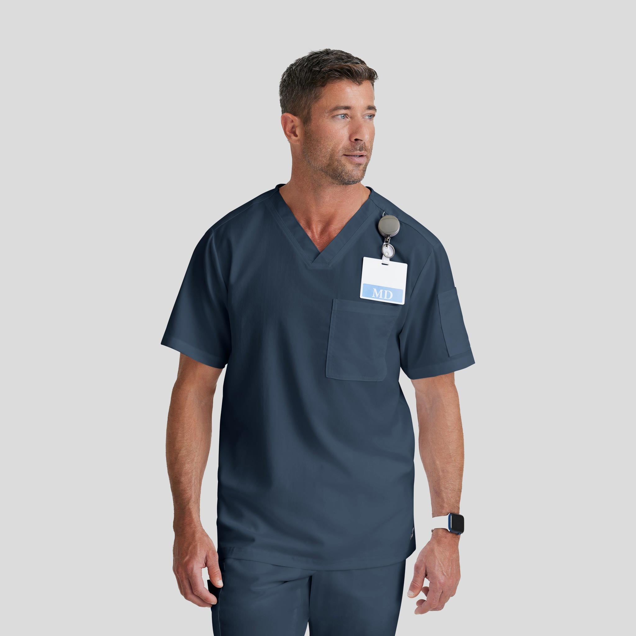 Medical Scrub Top Grey's Anatomy for Men in Steel color at Scrubser Medical Uniforms in Riyad and Jeddan