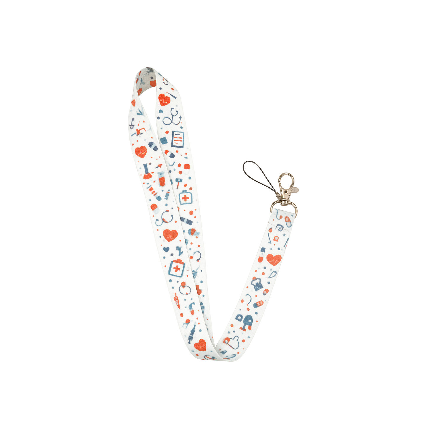 Printed ID Lanyard white and red