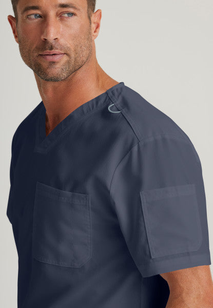 Medical Scrub Top Grey's Anatomy for Men in Steel color at Scrubser Medical Uniforms in Riyad and Jeddan
