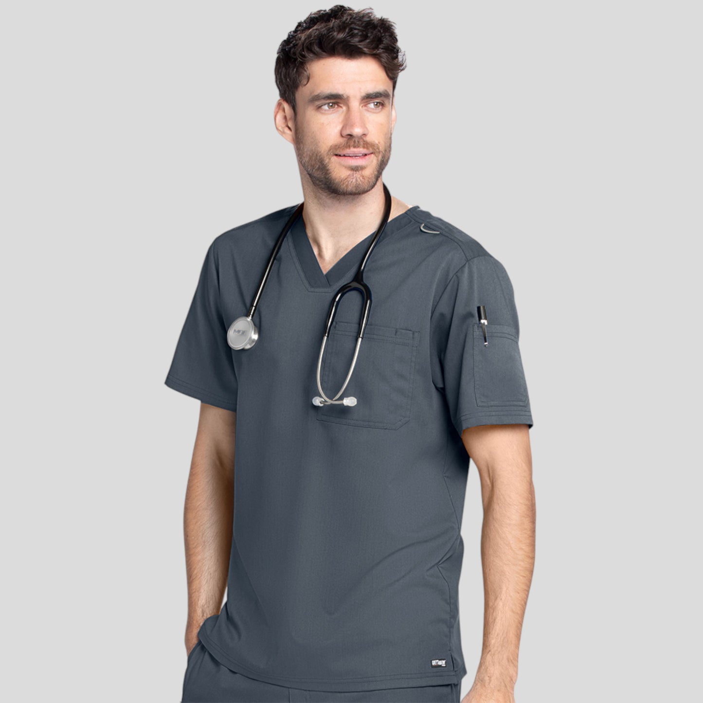Medical Scrub Top Grey's Anatomy for Men in Granite color at Scrubser Medical Uniforms in Riyad and Jeddan
