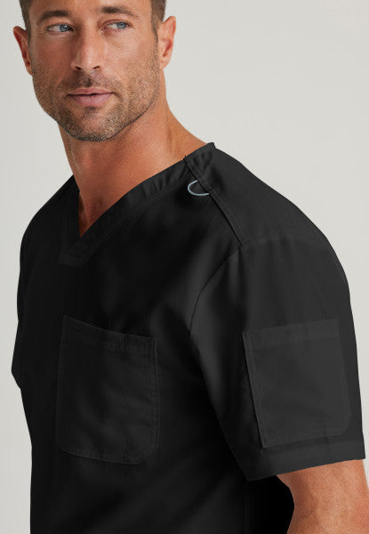 Medical Scrub Top Grey's Anatomy for Men in Black color at Scrubser Medical Uniforms in Riyad and Jedda